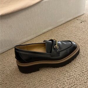 Sam Edleman Black Loafers with Gold Buckle
